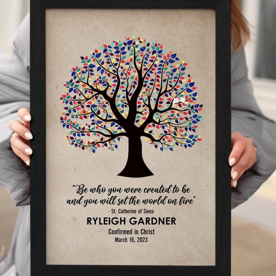 Be Who You Were Created To Be Vintage Tree - Custom Canvas Poster - Confirmation Gift
