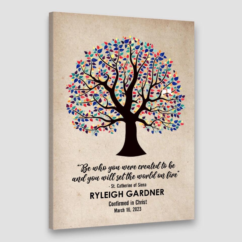 Be Who You Were Created To Be Vintage Tree - Custom Canvas Poster - Confirmation Gift