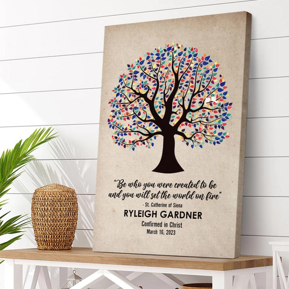 Be Who You Were Created To Be Vintage Tree - Custom Canvas Poster - Confirmation Gift