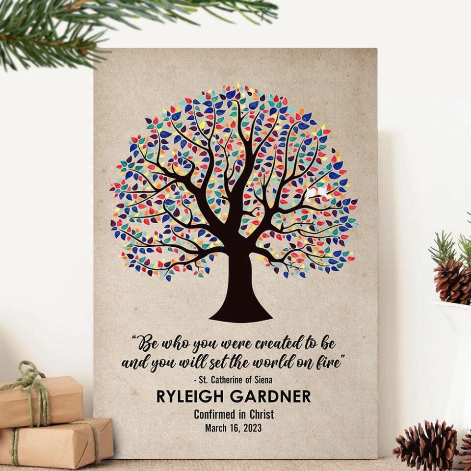 Be Who You Were Created To Be Vintage Tree - Custom Canvas Poster - Confirmation Gift