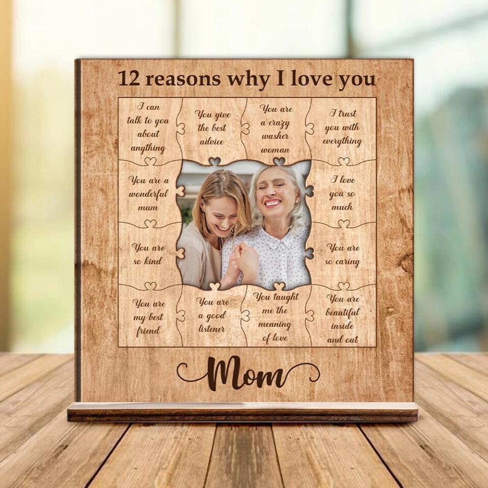 12 Reasons Why I Love You Mom - Personalized Photo - Custom Reasons - Mother's Day Gift - Birthday Gift for Mommy Mama Mamaw - Gift from Daughter Son - 303ICNNPWP300