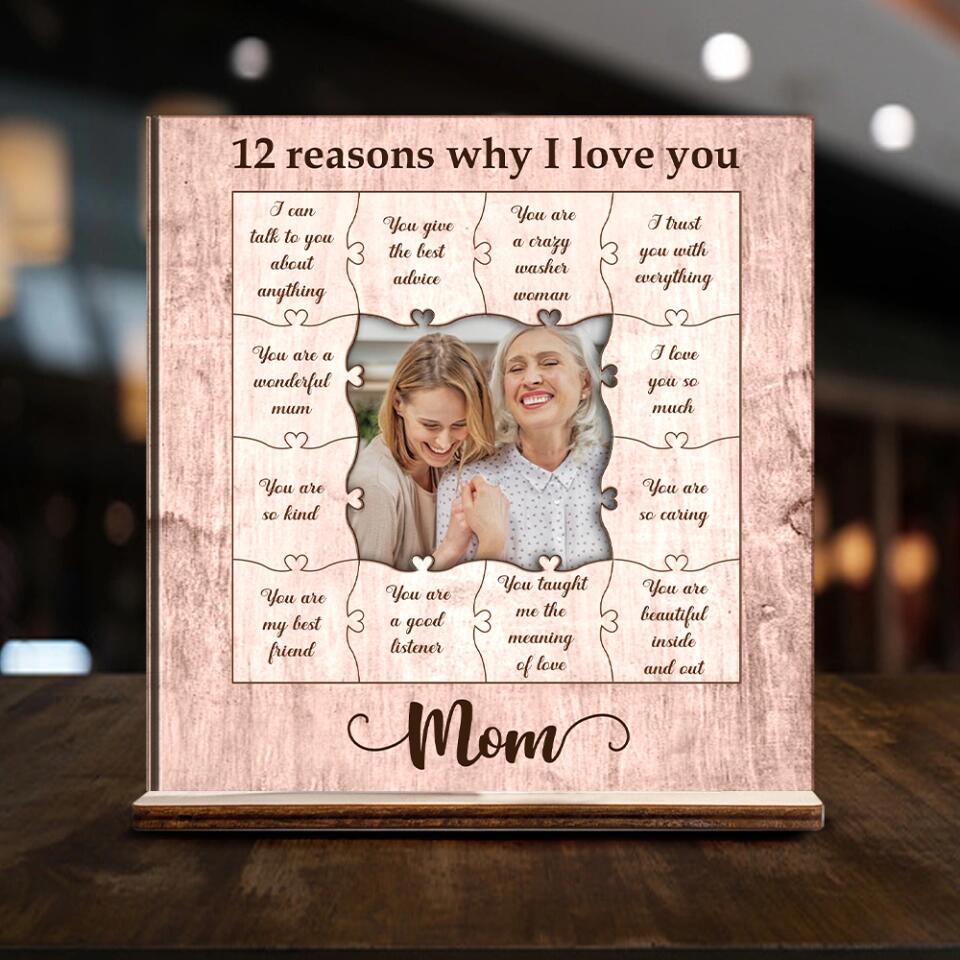 12 Reasons Why I Love You Mom - Personalized Photo - Custom Reasons - Mother's Day Gift - Birthday Gift for Mommy Mama Mamaw - Gift from Daughter Son - 303ICNNPWP300
