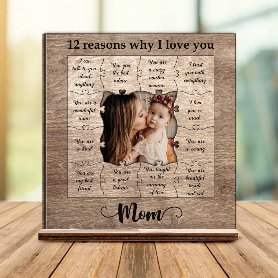 12 Reasons Why I Love You Mom - Personalized Photo - Custom Reasons - Mother's Day Gift - Birthday Gift for Mommy Mama Mamaw - Gift from Daughter Son - 303ICNNPWP300