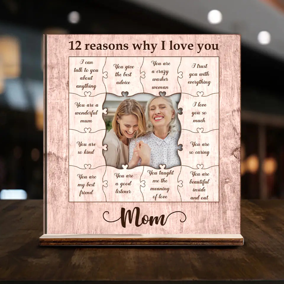 12 Reasons Why I Love You Mom - Personalized Photo - Custom Reasons - Mother's Day Gift - Birthday Gift for Mommy Mama Mamaw - Gift from Daughter Son - 303ICNNPWP300