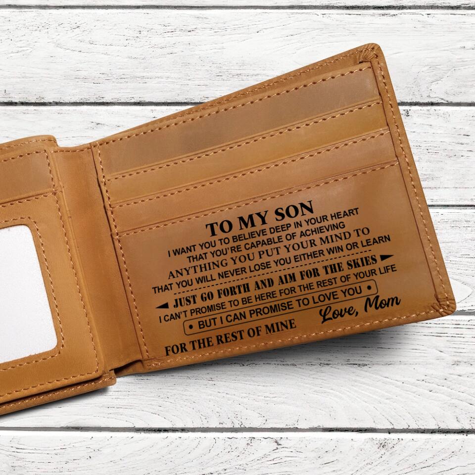 To My Son Just Go Forth And Aim For The Skies - Special Men's Leather Wallet - Best Gift For Him For Son from Dad/Father On Anniversaries Birthdays - 303IHPNPLW331