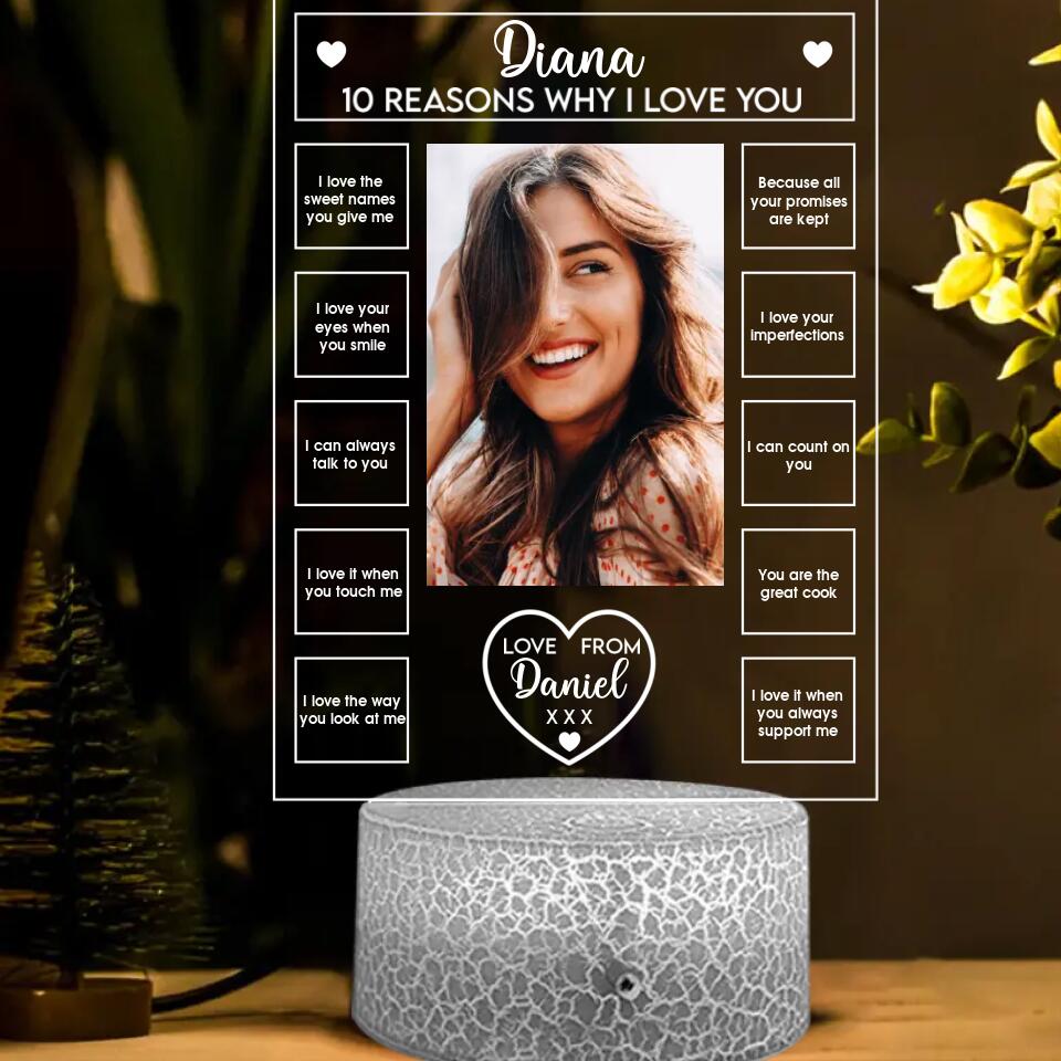 10 Reasons Why I Love You -  Personalized 3D LED Light - Sweet Gift For Couples
