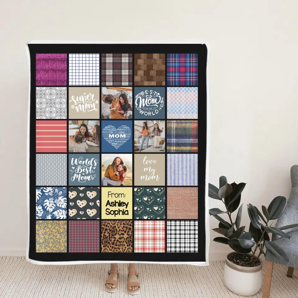 Super Mom Best Mom In The World Love My Mom - Custom Name And Upload Photo Blanket - Best Gift For Mom/Mother For Her On Anniversary -  303IHPNPBL324