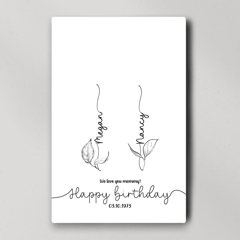 Happy Birthday We Love You Mommy - Personalized Birthday Gift - Handprint - Custom Name &amp; Date - Canvas/Poster - Birthday Gift for Mama Mamaw - Mother&#39;s Day Keepsake - 302ICNBNCA251
