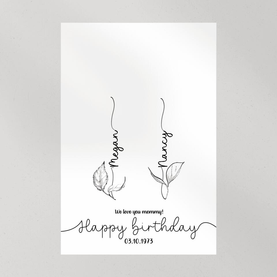 We Love You Mommy Handprint - Custom Canvas Poster - Birthday Gift For Mom