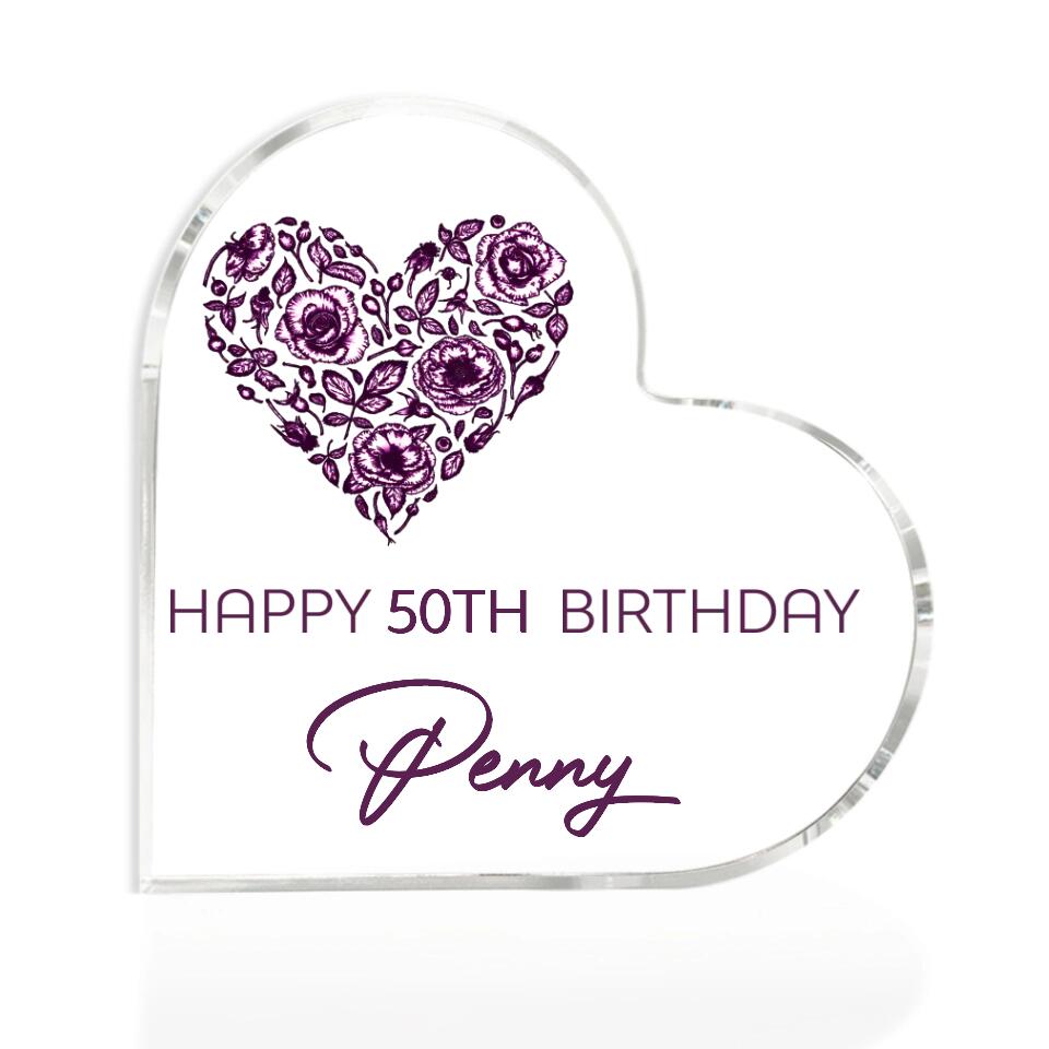 Best 50th Birthday Gifts for Mom - Heart Acrylic Plaque Decor Home - Grateful Heart Personalized Acrylic Keepsake, Gifts for Her, Family Gifts, Gifts for Mom, Mother's Day Gifts - 209IHNTHAP604