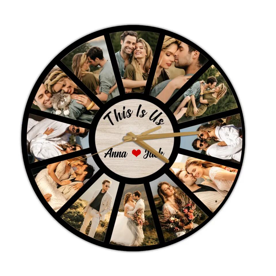 Couple Wooden Sign Personalized Valentine Gifts - This Is Us Time of Love - Photo Gifts - Custom Wall Clock - Anniversary, Valentine Gift For Couples