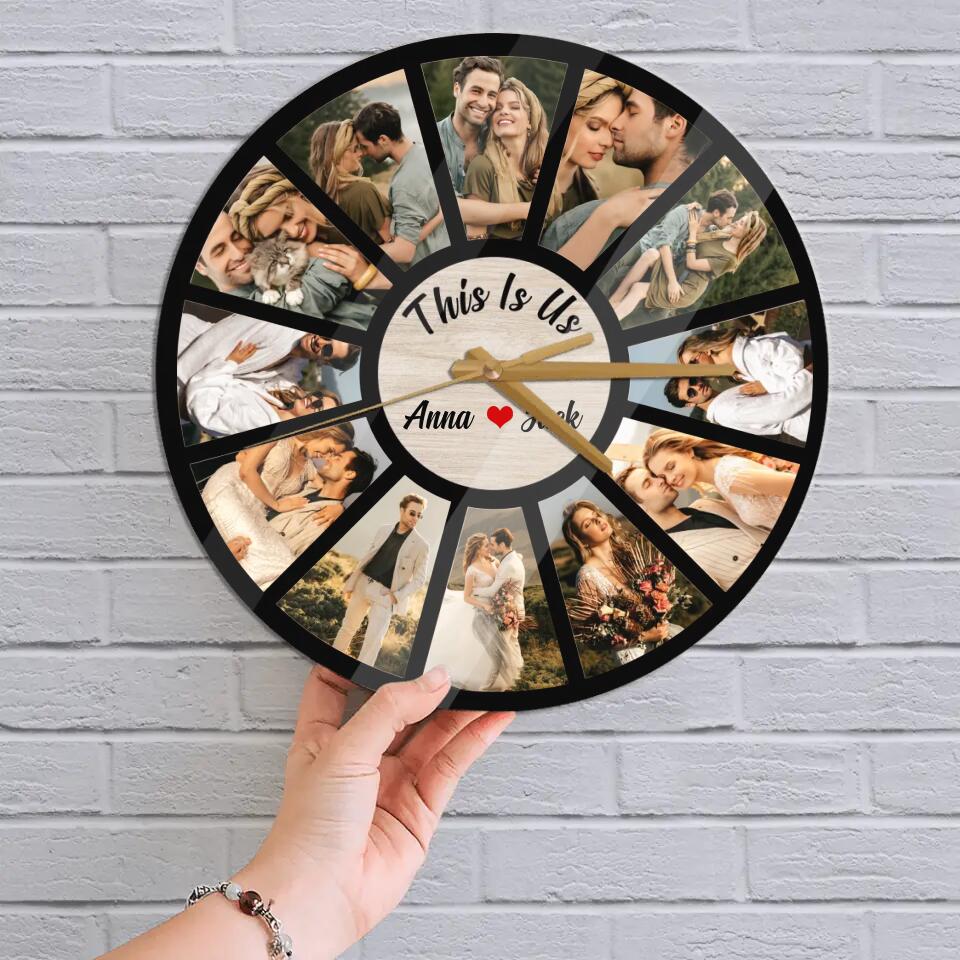 Couple Wooden Sign Personalized Valentine Gifts - This Is Us Time of Love - Photo Gifts - Custom Wall Clock - Anniversary, Valentine Gift For Couples