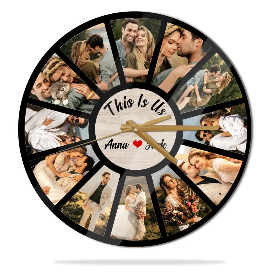 Couple Wooden Sign Personalized Valentine Gifts - This Is Us Time of Love - Photo Gifts - Custom Wall Clock - Anniversary, Valentine Gift For Couples