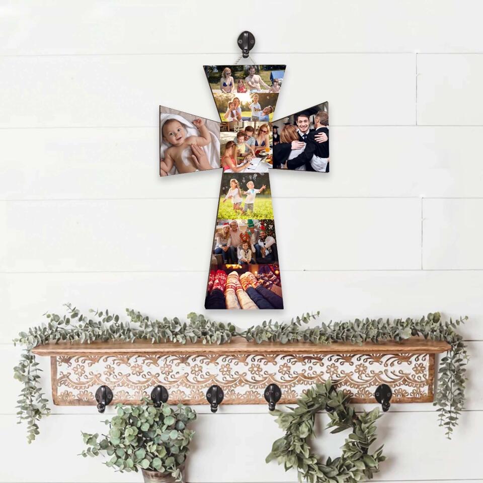 Custom Photo Collage - Personalized Upload Image Wooden Sign - Christian Gifts