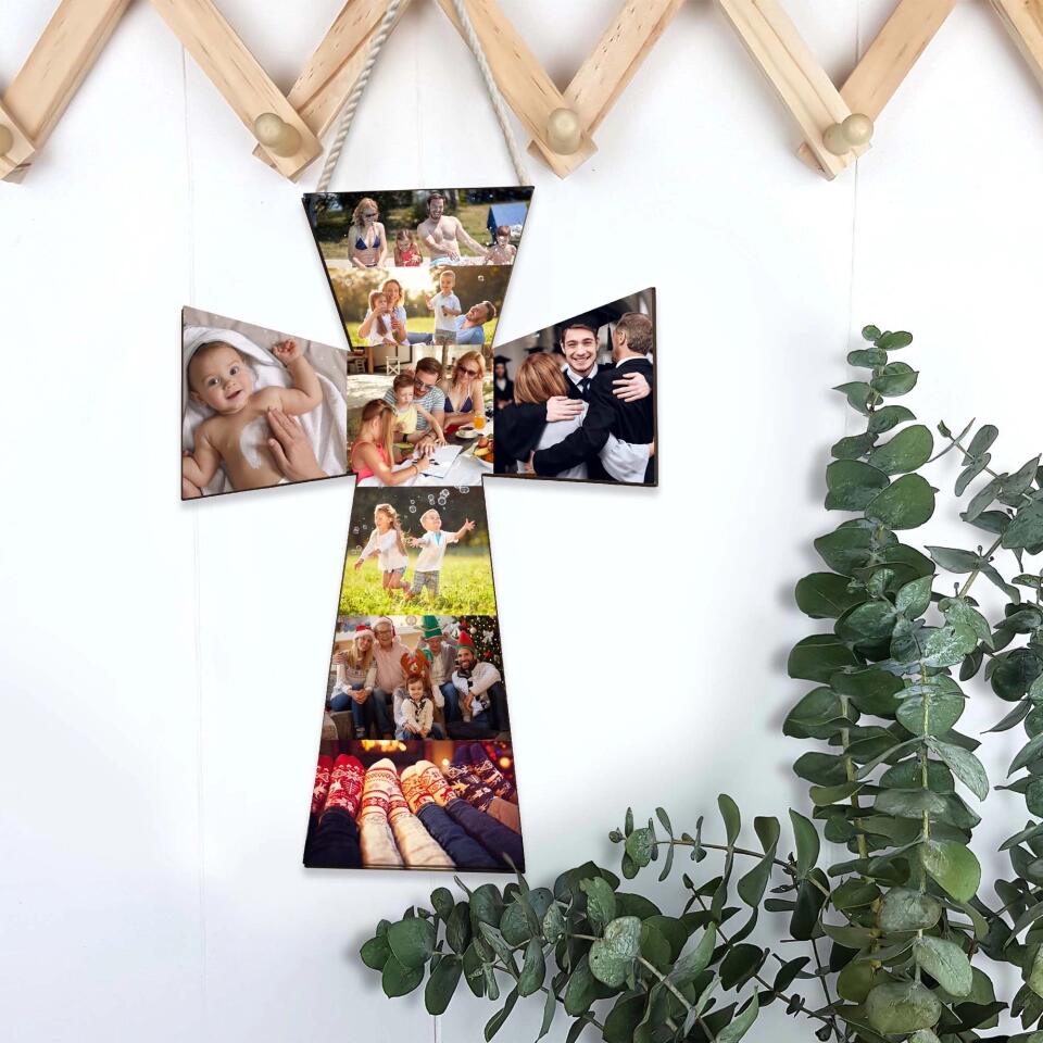 Custom Photo Collage - Personalized Upload Image Wooden Sign - Christian Gifts