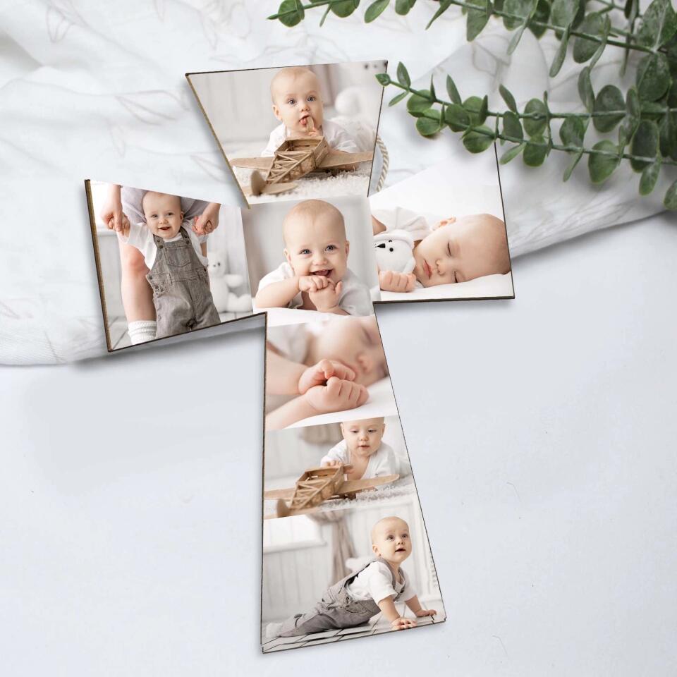 Custom Photo Collage - Personalized Upload Image Wooden Sign - Christian Gifts