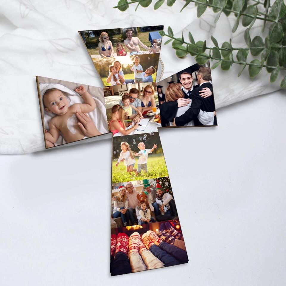 Custom Photo Collage - Personalized Upload Image Wooden Sign - Christian Gifts