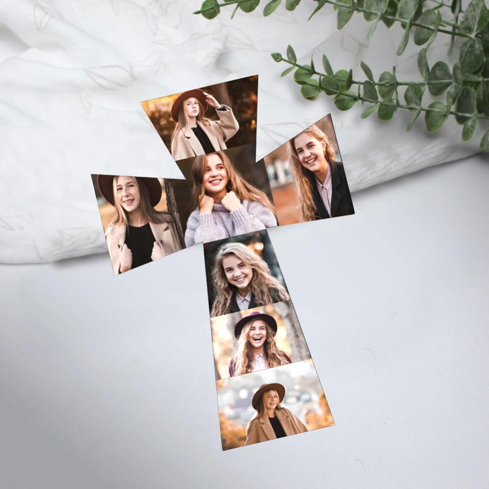 Custom Photo Collage - Personalized Upload Image Wooden Sign - Christian Gifts