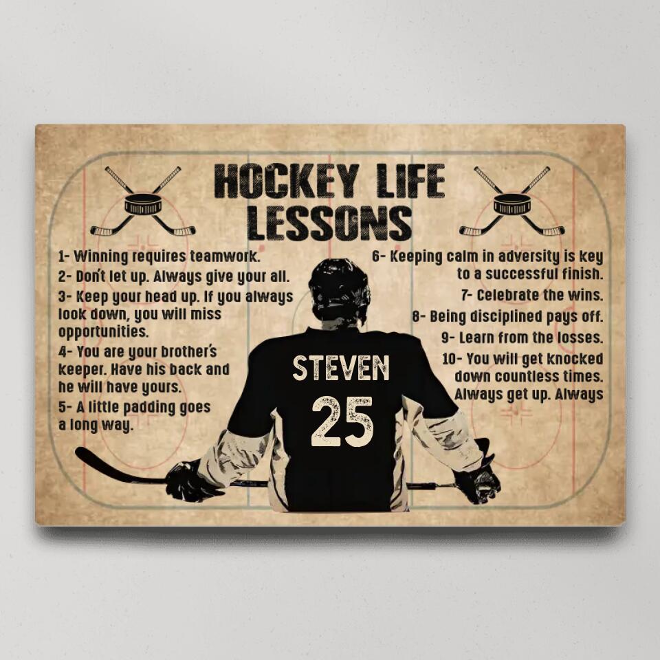 Hockey Life Lessons Winning Requires Teamwork - Personalized Poster/Canvas
