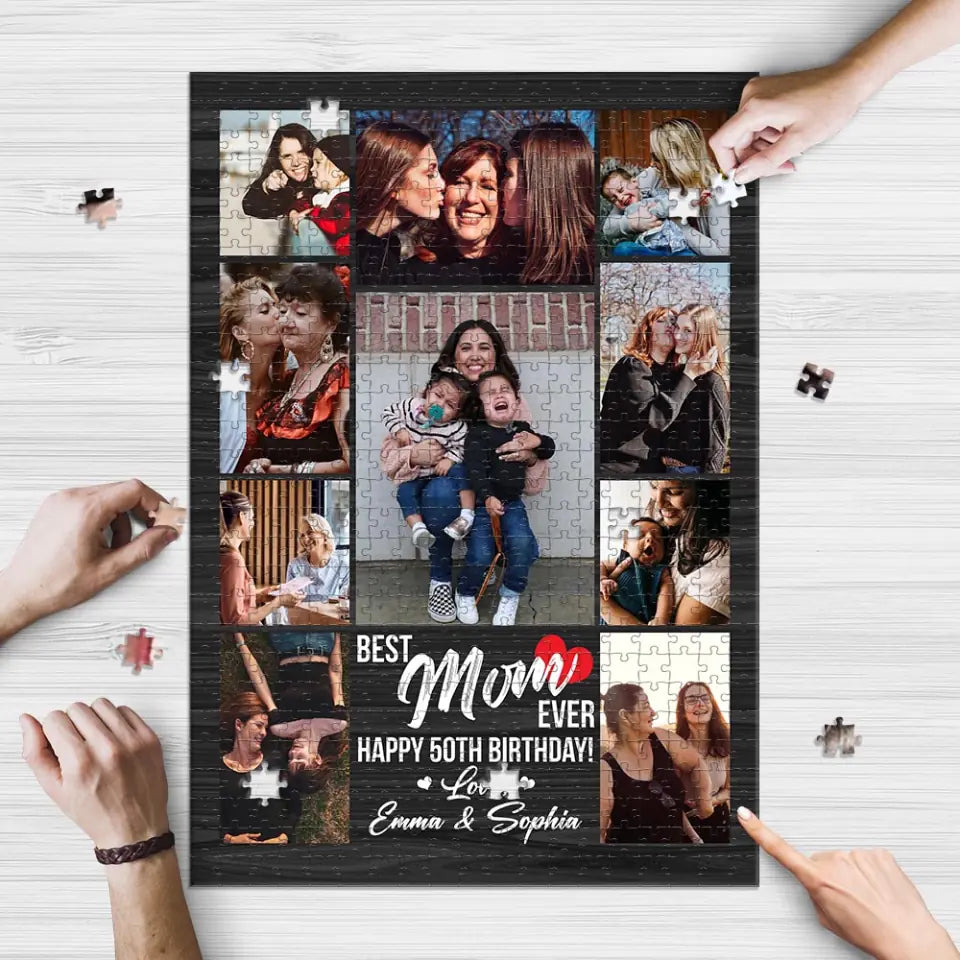 Best Mom Ever Happy Birthday - Rectangle Puzzle Custom Photos - Gift for Mom on Birthday