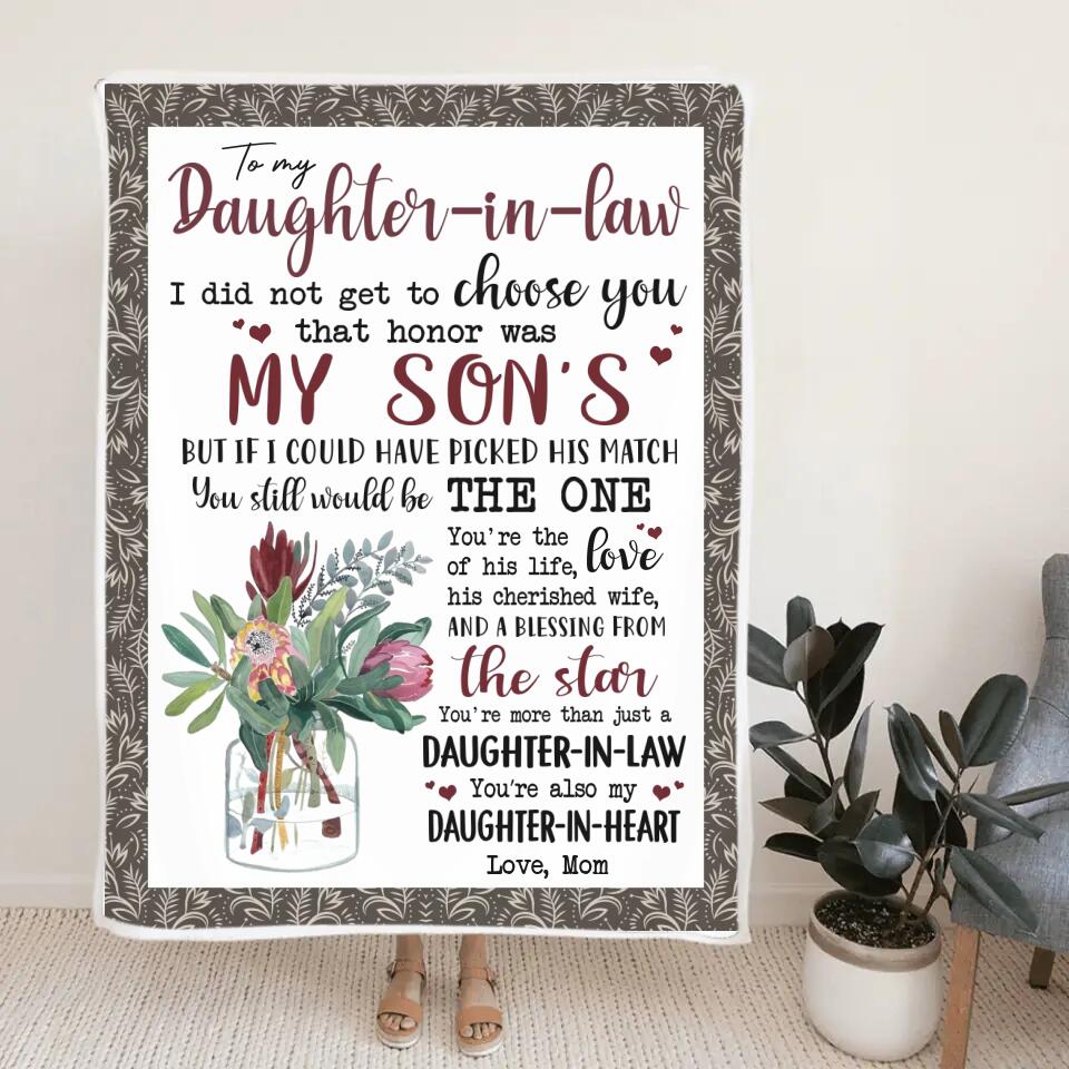 To My Daughter-In-Law - Personalized Name Blanket - Gift for Daughter in Law on Wedding Day, Birthday - Bedding Decor