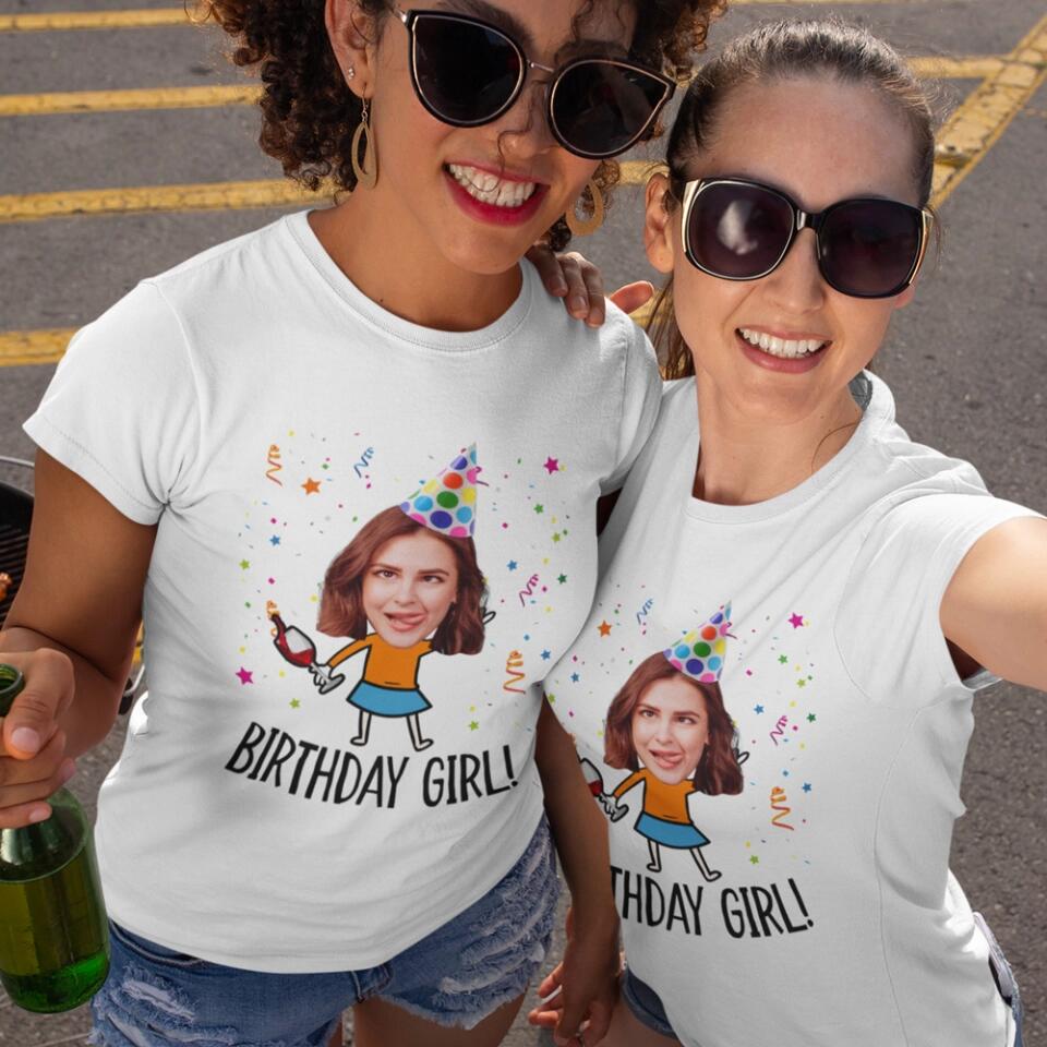 Birthday Girl/Boy with Confetti - Funny T-shirt - Unisex Tee - Personalized Name - Custom Face - Birthday Gift for Female/Male Friend - Birthday Part Keepsake - 303ICNLNTS392