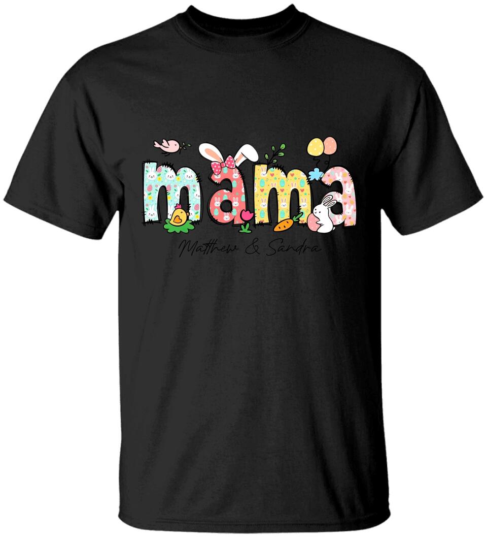 Easter Day Gift for Mama - Bunny Carrots Eggs Easter Day Theme - Personalized Kid's Name - Custom Nickname - Unisex T-shirt - Easter Day Gift - Mother's Day Gift - 303ICNLNTS401