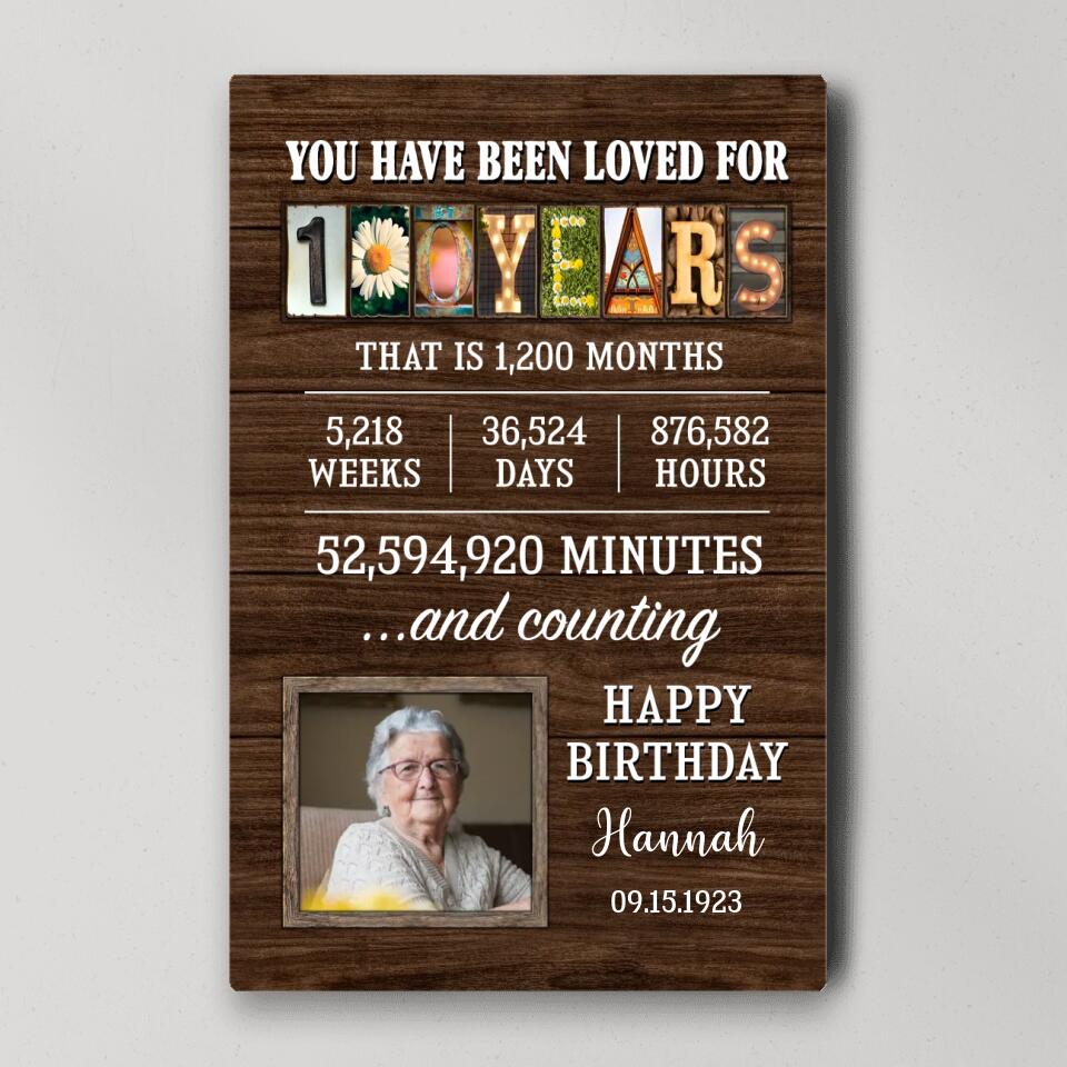 You Have Been Loved For 100 Years - Custom Canvas Poster - 100th Birthday Gift For Grandparents