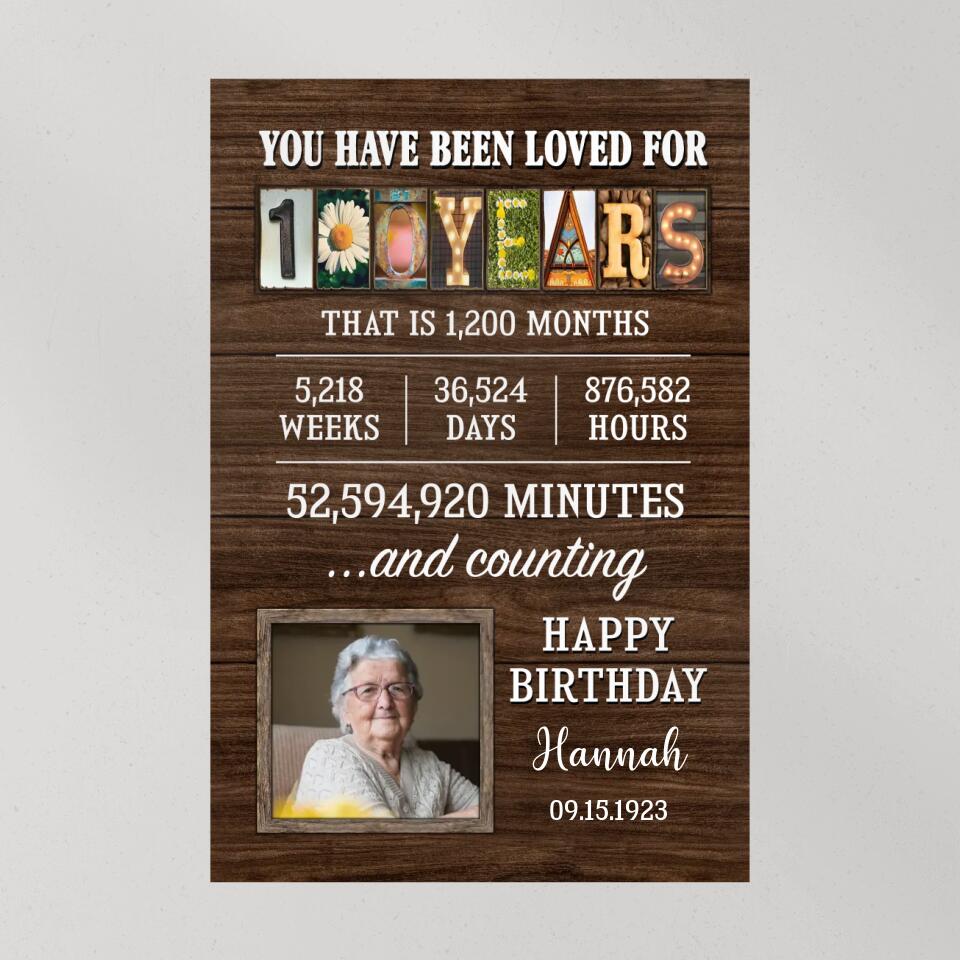 You Have Been Loved For 100 Years - Custom Canvas Poster - 100th Birthday Gift For Grandparents