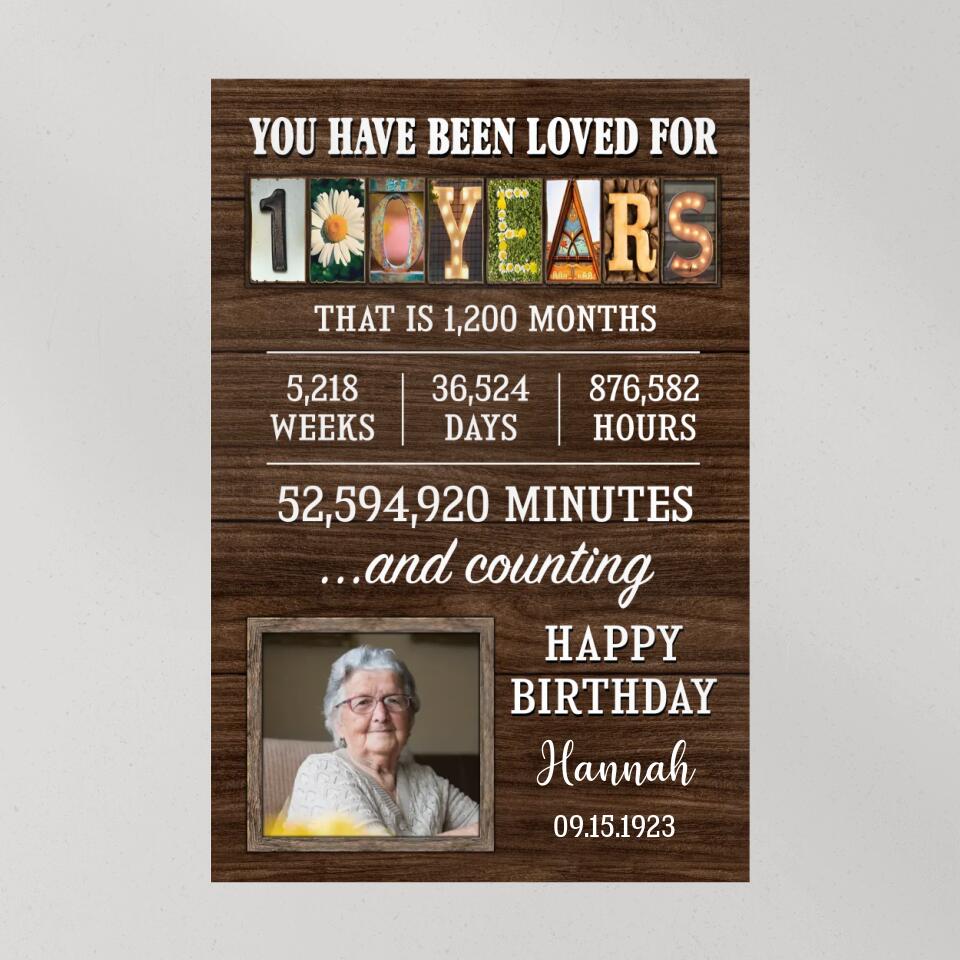 You Have Been Loved For 100 Years - Custom Canvas Poster - 100th Birthday Gift For Grandparents