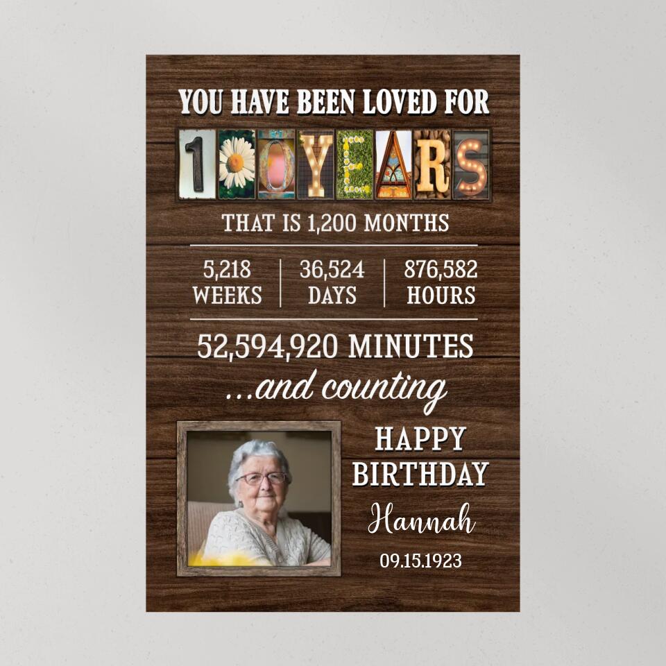 You Have Been Loved For 100 Years - Custom Canvas Poster - 100th Birthday Gift For Grandparents