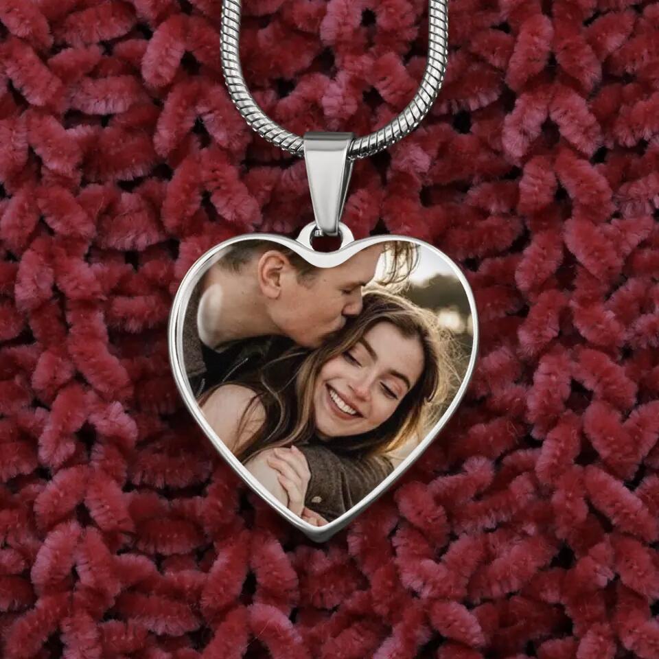 Custom Photo Personalized Heart Silver Necklace Graphic Keychain