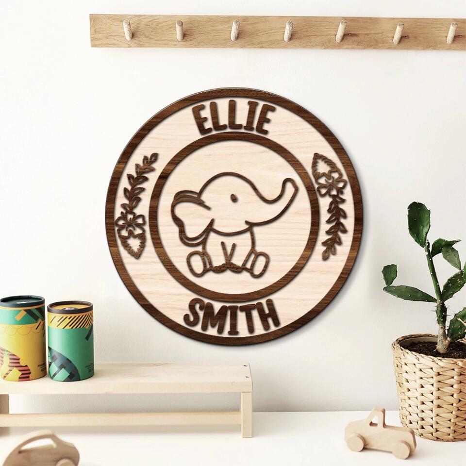 Cute Elephants Custom Wooden Art Birthday Gift For Children