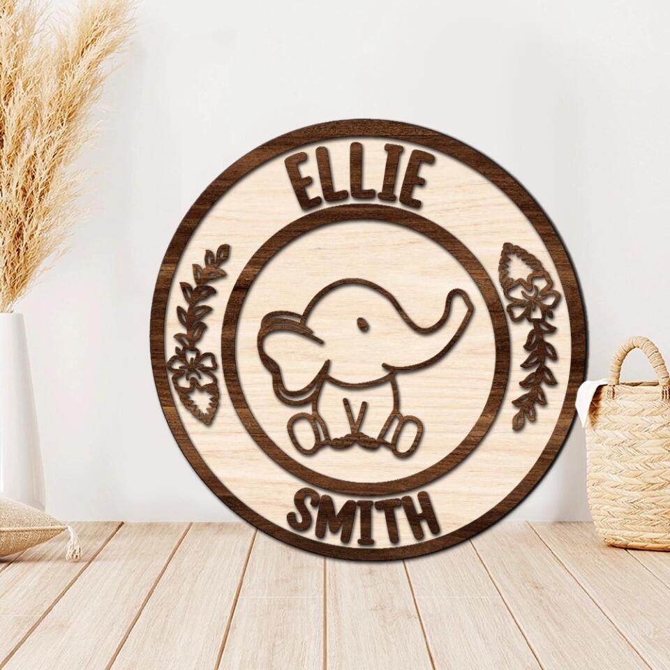 Cute Elephants Custom Wooden Art Birthday Gift For Children