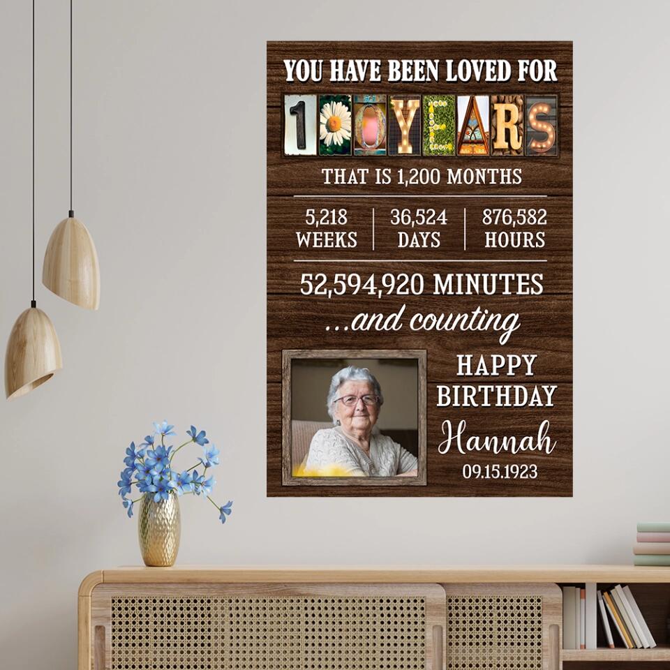 You Have Been Loved For 100 Years - Custom Canvas Poster - 100th Birthday Gift For Grandparents