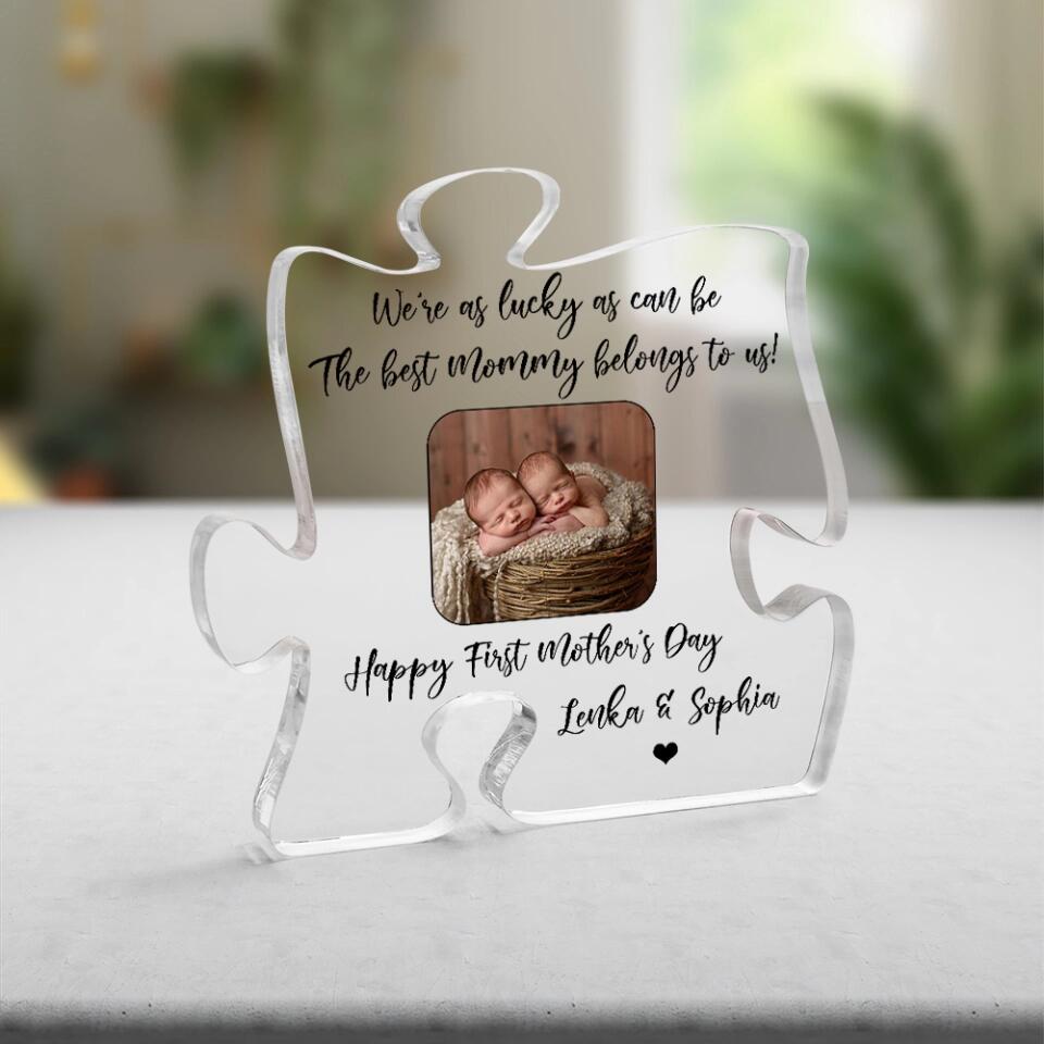 We're as Lucky as Can Be - Personalized Puzzle Acrylic Plaque