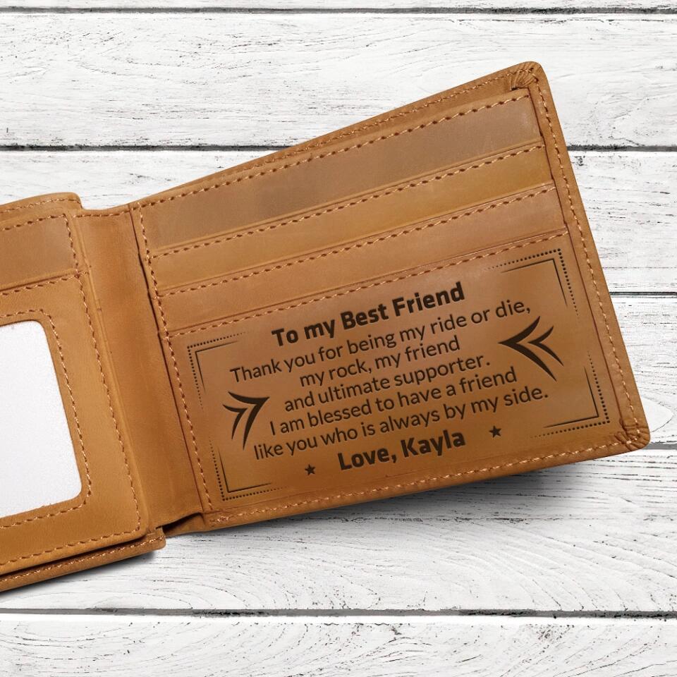Thank You For Being My Ride Or Die - Personalized Engraved Leather Wallet - Best Gift For Guy Friends Family - 303IHPNPLW302