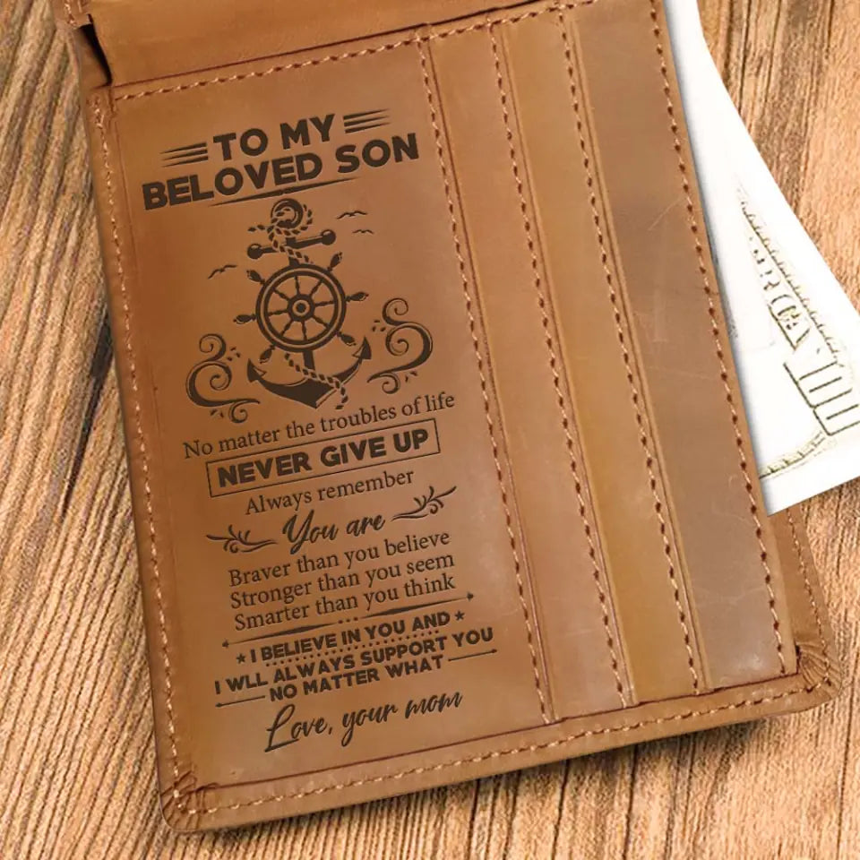 No Matter The Troubles Of Life - Personalized Engraved Leather Wallet - Best Graduation Gift For Son For Grandson | 303IHPTLLW404