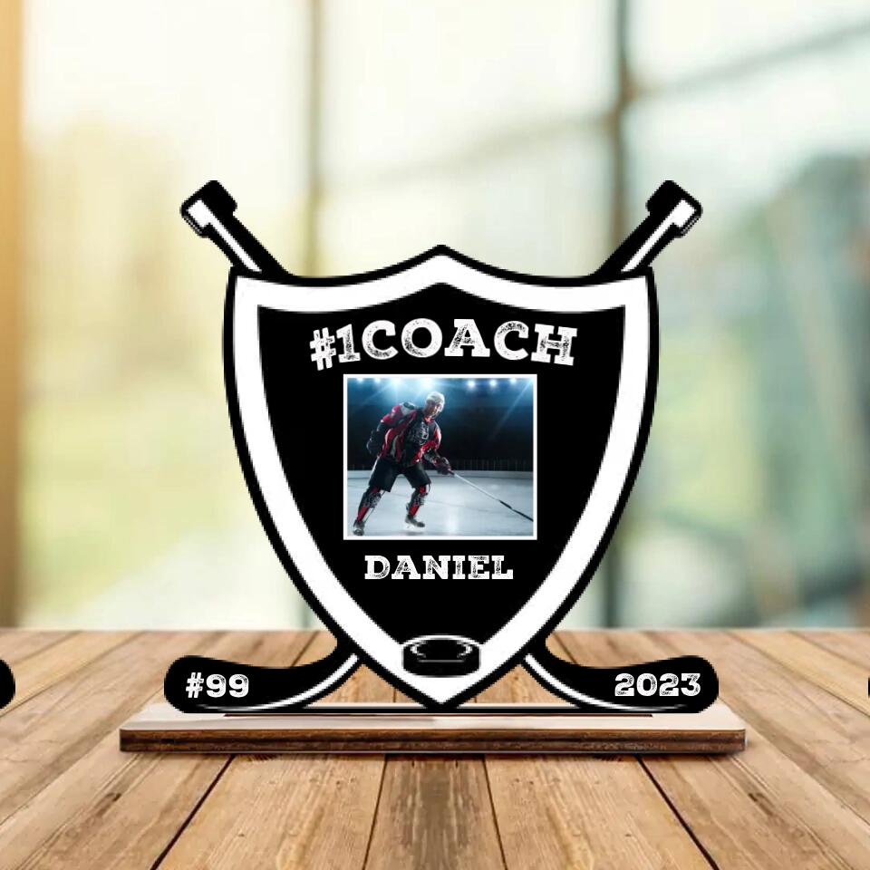 Hockey Coach Personalized Photo & Name Wooden/Acrylic Plaque - Thank You Gift for Your Coaches