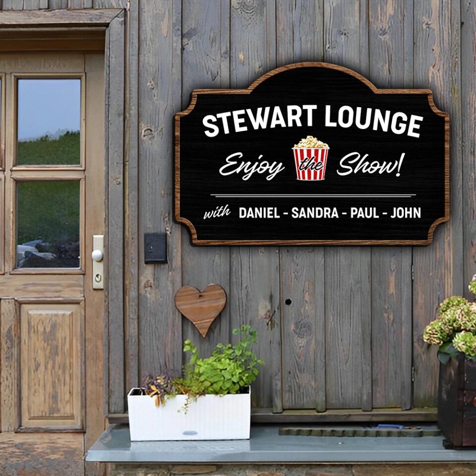 Movie Theater Decor Personalized Lounge Wooden Sign Gift For Movie Lovers