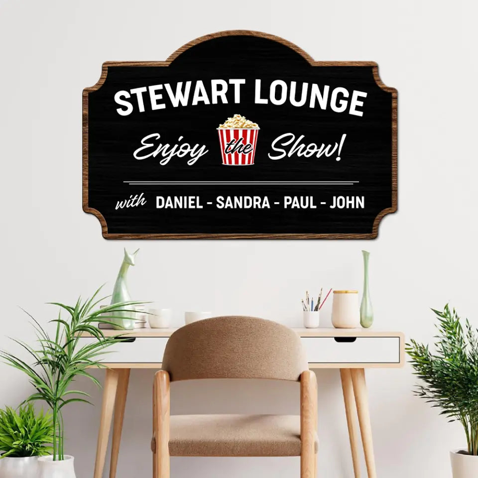 Movie Theater Decor Personalized Lounge Wooden Sign Gift For Movie Lovers