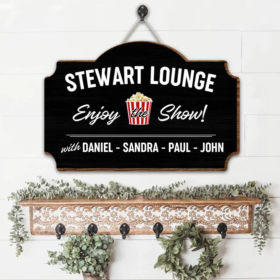 Movie Theater Decor Personalized Lounge Wooden Sign Gift For Movie Lovers
