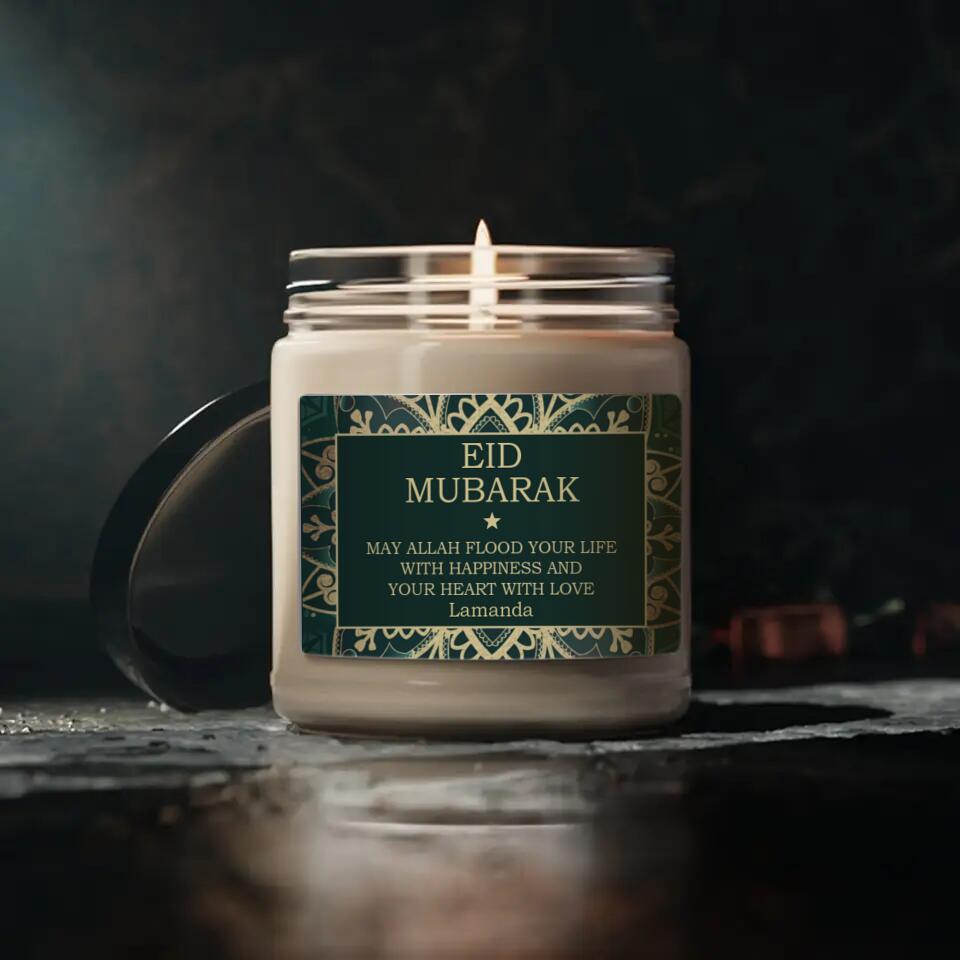 May Allah Flood Your Life With Happiness Custom Candle Gift For Eid Mubarak