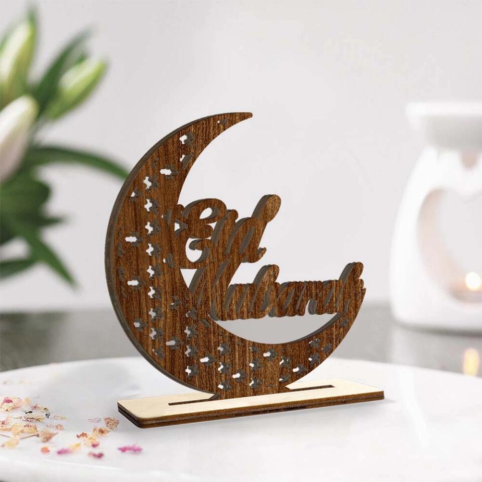 Ramadan Kareem Moon Mosque - Wooden/Acrylic Plaque - Best Home Decor On Muslim Festival Eid Al Fitr Family - 304IHPTLWP041
