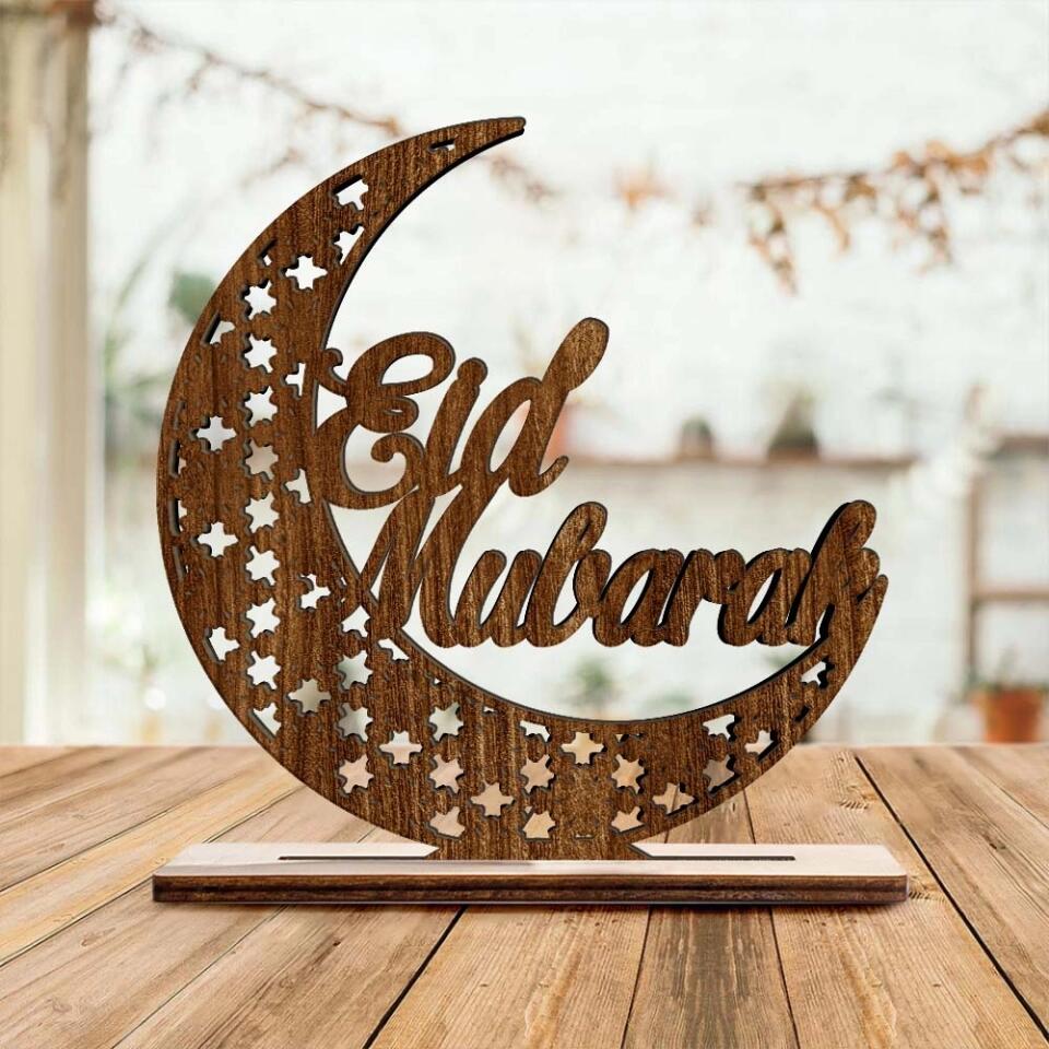 Ramadan Kareem Moon Mosque - Wooden/Acrylic Plaque - Best Home Decor On Muslim Festival Eid Al Fitr Family - 304IHPTLWP041