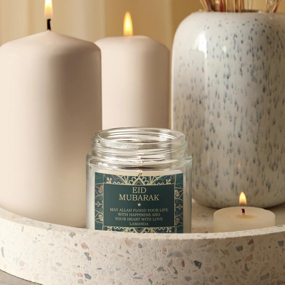 May Allah Flood Your Life With Happiness Custom Candle Gift For Eid Mubarak