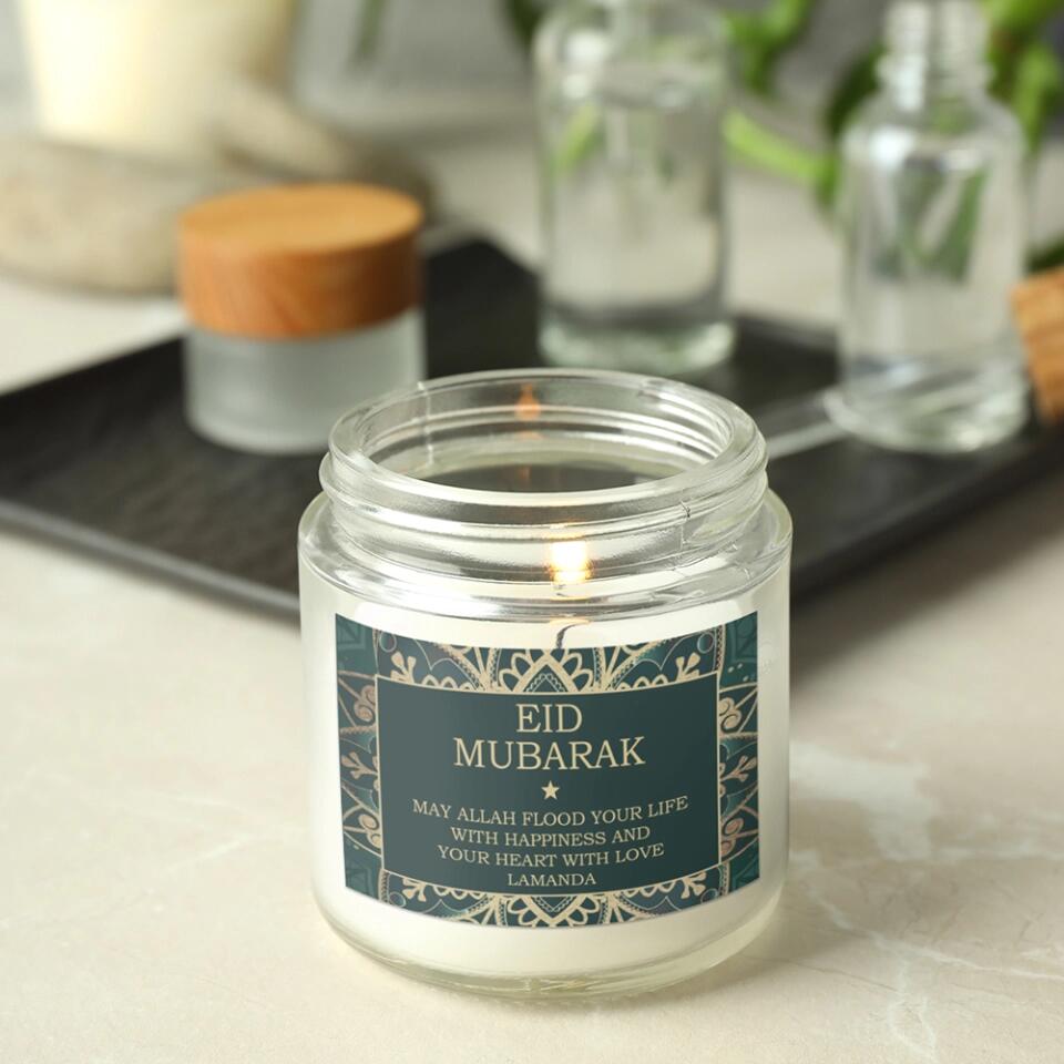 May Allah Flood Your Life With Happiness Custom Candle Gift For Eid Mubarak