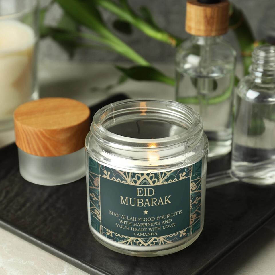 May Allah Flood Your Life With Happiness Custom Candle Gift For Eid Mubarak