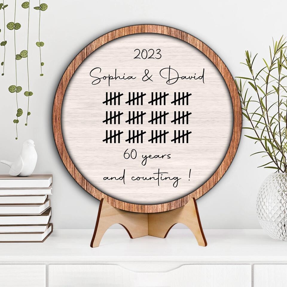 Couple Wooden Sign Many Years And Counting - Custom Wooden Art - Personalized Anniversary Gift For Couples