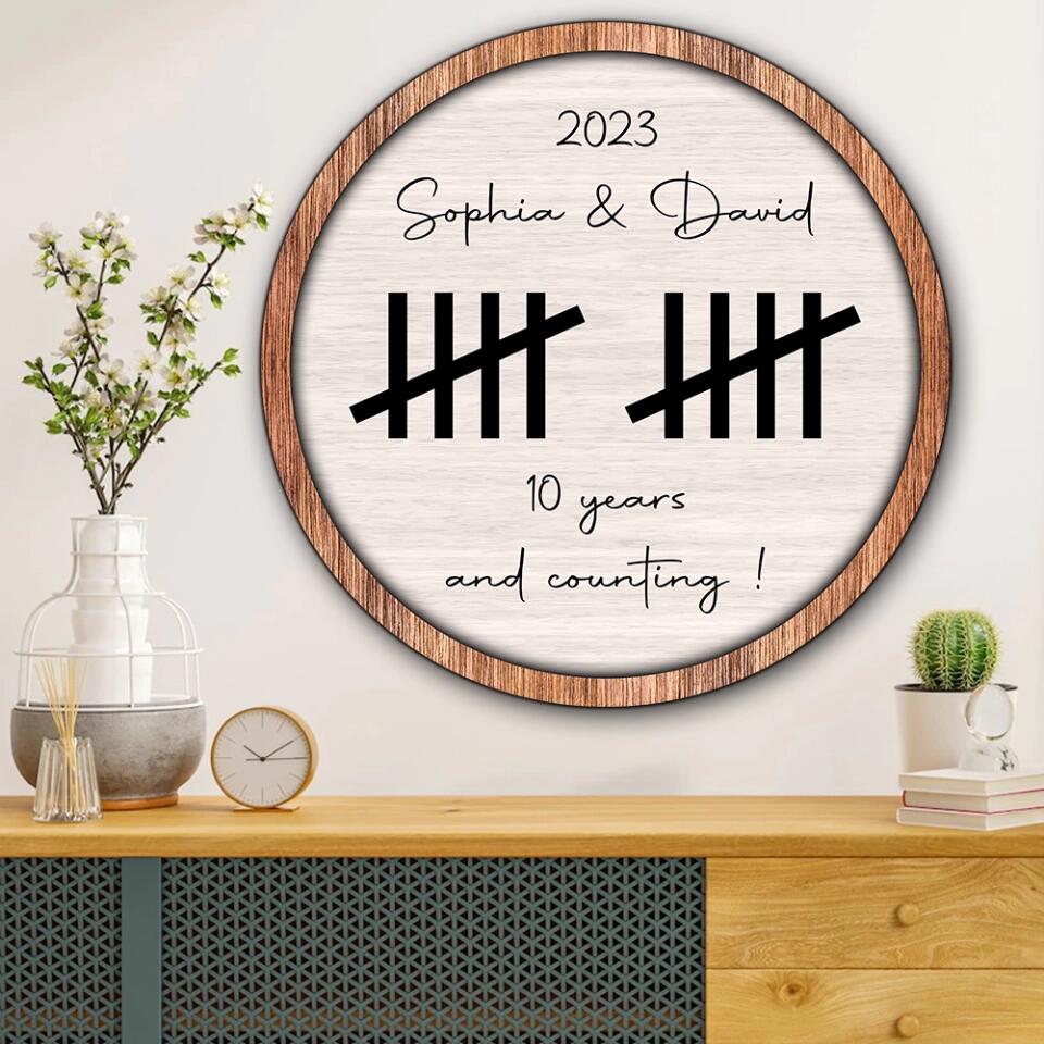 Couple Wooden Sign Many Years And Counting - Custom Wooden Art - Personalized Anniversary Gift For Couples